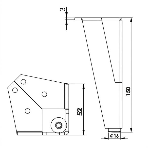 Kapsan Bükümlü Sac Ayak Siyah (KAX-0461-0150-B13) - 2