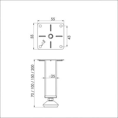 Kapsan Krom Baza Ayağı 25*25mm (KBA-0223-0100-A01) - Kapsan (1)