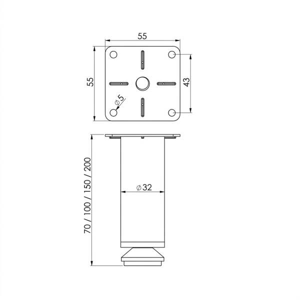 Kapsan Krom Baza Ayak 100mm (KBA-0203-0100-A01) - 2