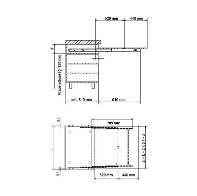 Kapsan Dolap İçi Masa Mekanizması 450-950mm 30/35kg (KMR-7001) - 4