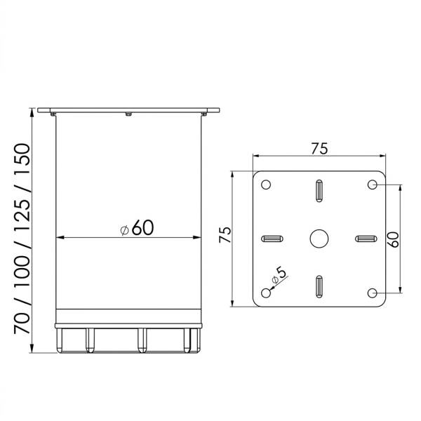 Kapsan Baza Ayağı Mat Krom (KBA-0213-0100-C22) - 2
