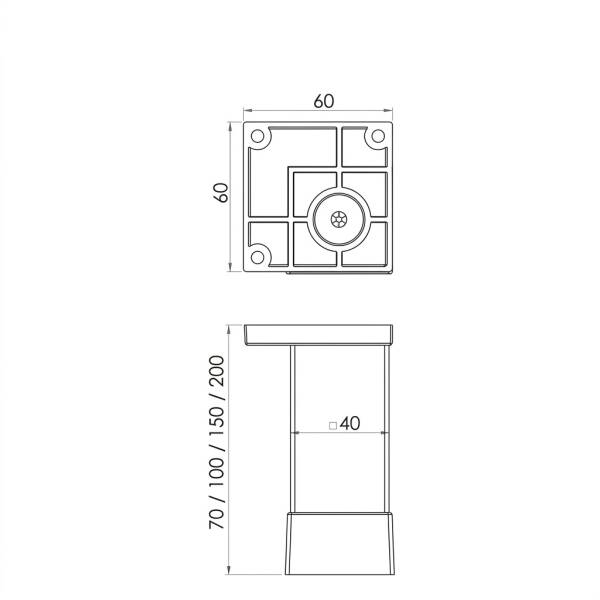 Kapsan Plastik Tabanlı Alüminyum Baza Ayağı (KBA-4011-0100-D31) - 2
