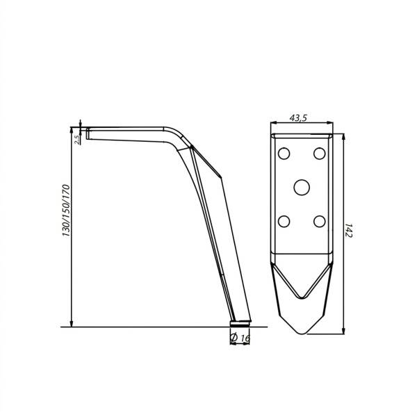 Kapsan Üçgen Formlu Bükümlü Mat Sarı Ayak (KAX-0817-0150-C25) - 2