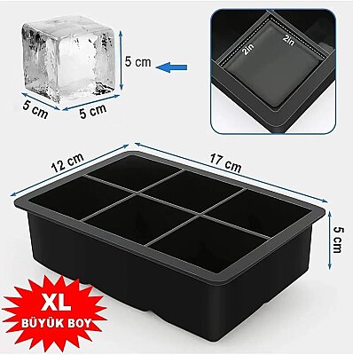Kare Silikon Buz Kalıbı 6lı Büyük Boy (AMZ13) - 6