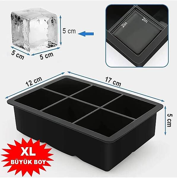 Kare Silikon Buz Kalıbı 6lı Büyük Boy (AMZ13) - 6