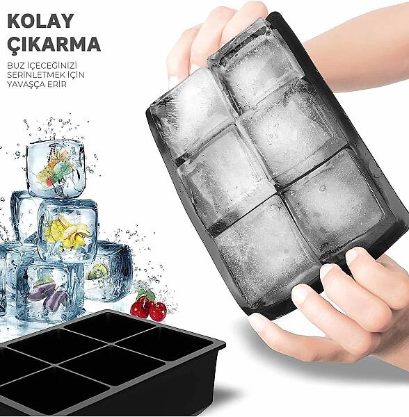 Kare Silikon Buz Kalıbı 6lı Büyük Boy (AMZ13) - 5