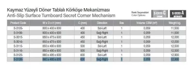Starax Unique Kaymaz Yüzeyli Döner Tablalı Körköşe Mekanizması - Sağ 60 cm - Antrasit (S-3126-UB-A) - 4