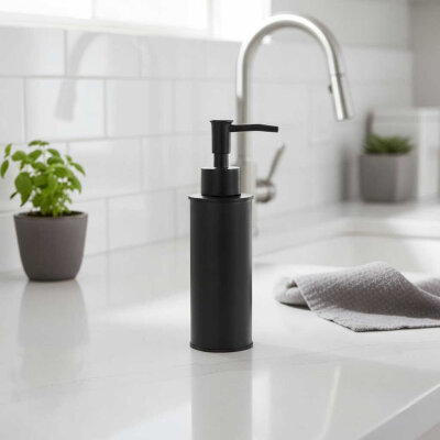 Vitale Tezgah Üstü Yuvarlak Sıvı Sabunluk Mat Siyah Renk (KBW-621MB) - Vitale