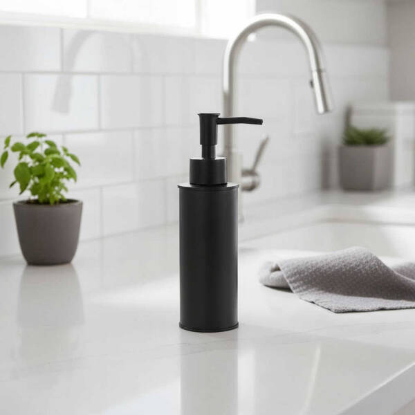 Vitale Tezgah Üstü Yuvarlak Sıvı Sabunluk Mat Siyah Renk (KBW-621MB) - 1