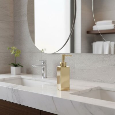 Vitale Tezgah Üstü Kare Sıvı Sabunluk Gold Renk (KBW-627GL) - Vitale
