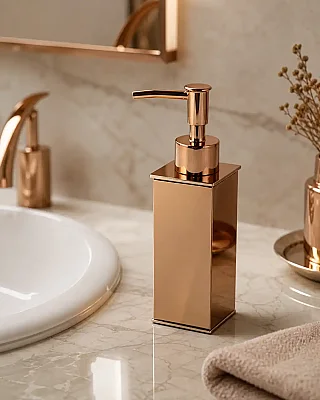 Vitale Tezgah Üstü Kare Sıvı Sabunluk Bakır Renk (KBW-627RS) - 1