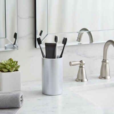 Vitale Tezgah Üstü Yuvarlak Diş Fırçalık Krom Renk (KBW-631CR) - Vitale