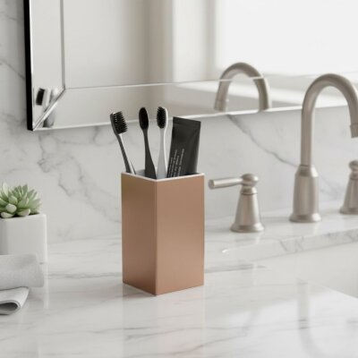 Vitale Tezgah Üstü Kare Diş Fırçalık Bakır Renk (KBW-637RS) - Vitale