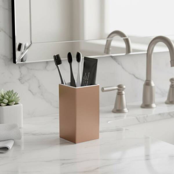 Vitale Tezgah Üstü Kare Diş Fırçalık Bakır Renk (KBW-637RS) - 1