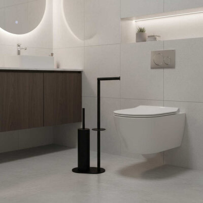 Vitale Hareketli Wc Set Yuvarlak (Yerden) Mat Siyah (KBW-829MB) - Vitale