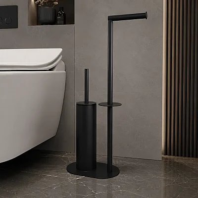 Vitale Hareketli Wc Set Yuvarlak (Yerden) Mat Siyah (KBW-829MB) - Vitale Banyo (1)