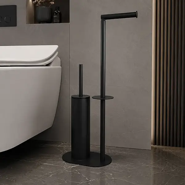 Vitale Hareketli Wc Set Yuvarlak (Yerden) Mat Siyah (KBW-829MB) - 2