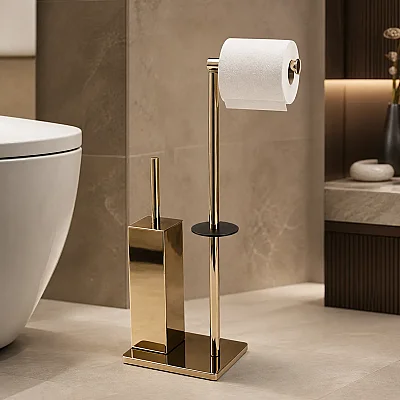 Vitale Hareketli Wc Set Kare Yerden Gold Renk (KBW-871GL) - 1