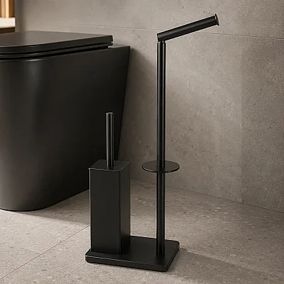 Vitale Hareketli Wc Set Kare Yerden Mat Siyah (KBW-871MB) - 1