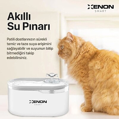 Kedi Su Pınarı | Ultra Sessiz, Wifi, Akıllı, Otomatik, Su Çeşmesi (Beyaz - X8650) - Xenon Smart (1)