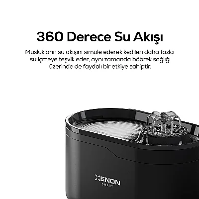 Kedi Su Pınarı | Ultra Sessiz, Wifi, Akıllı, Otomatik, Su Çeşmesi (Siyah- X8650_M2) - 3
