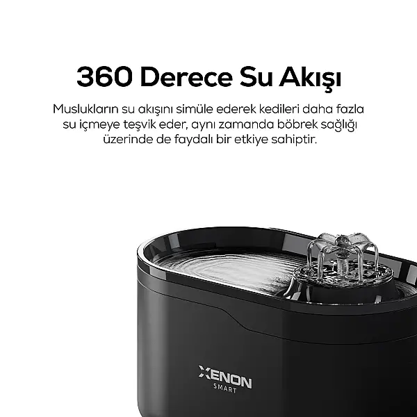 Kedi Su Pınarı | Ultra Sessiz, Wifi, Akıllı, Otomatik, Su Çeşmesi (Siyah- X8650_M2) - 3