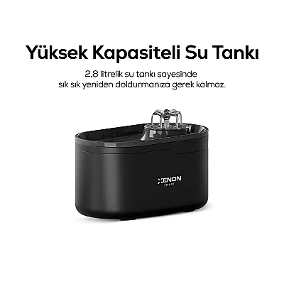 Kedi Su Pınarı | Ultra Sessiz, Wifi, Akıllı, Otomatik, Su Çeşmesi (Siyah- X8650_M2) - 4