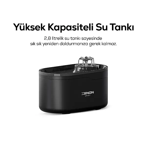 Kedi Su Pınarı | Ultra Sessiz, Wifi, Akıllı, Otomatik, Su Çeşmesi (Siyah- X8650_M2) - 4