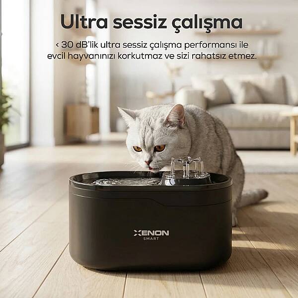 Kedi Su Pınarı | Ultra Sessiz, Wifi, Akıllı, Otomatik, Su Çeşmesi (Siyah- X8650_M2) - 5
