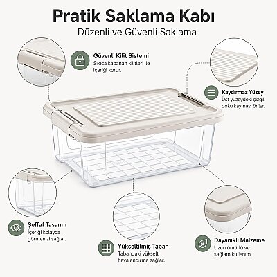Kilitli Saklama Kabı Şeffaf Organizer 12 Litre (AMZ18) - 4