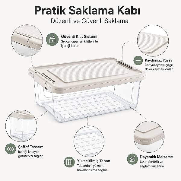 Kilitli Saklama Kabı Şeffaf Organizer 12 Litre (AMZ18) - 4