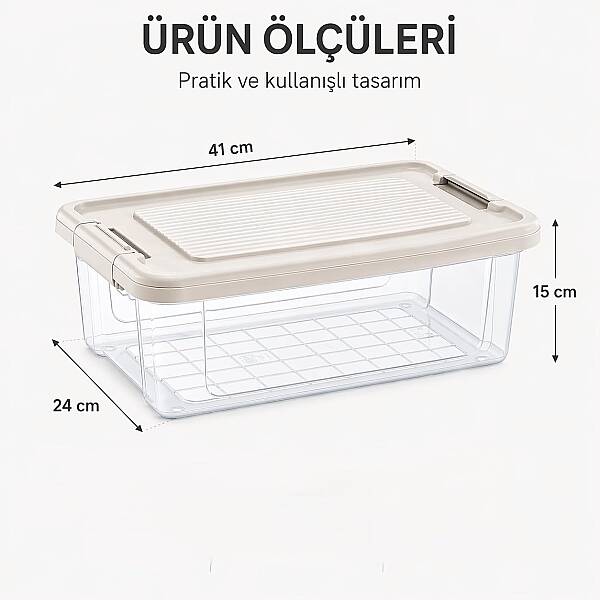 Kilitli Saklama Kabı Şeffaf Organizer 12 Litre (AMZ18) - 5