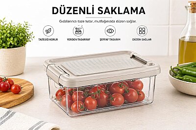 Kilitli Saklama Kabı Şeffaf Organizer 2,5 Litre (AMZ21) - 3