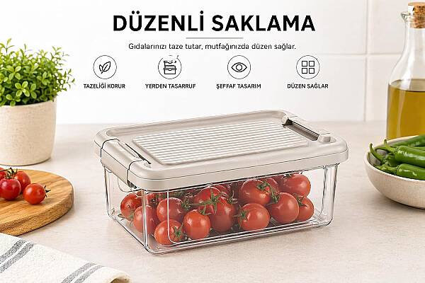 Kilitli Saklama Kabı Şeffaf Organizer 2,5 Litre (AMZ21) - 3