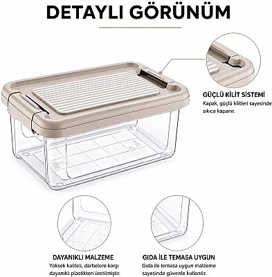 Kilitli Saklama Kabı Şeffaf Organizer 2,5 Litre (AMZ21) - 5