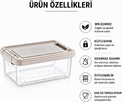 Kilitli Saklama Kabı Şeffaf Organizer 2,5 Litre (AMZ21) - 6