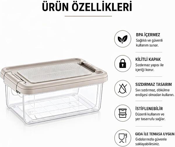 Kilitli Saklama Kabı Şeffaf Organizer 2,5 Litre (AMZ21) - 6