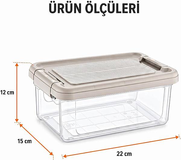 Kilitli Saklama Kabı Şeffaf Organizer 2,5 Litre (AMZ21) - 7