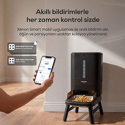 Köpek Mama Kabı | Akıllı, 15L, Mobil Kontrol, Büyük Taneli Mama Uyumlu, Yükseklik Ayarlı (X8630) - 5