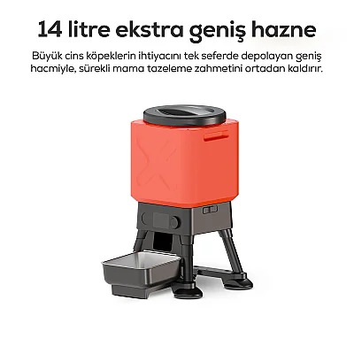 Köpek Mama Kabı | Akıllı, Uygulama Kontrol, 14L, Yükseltilmiş Ortopedik Tasarım, Çelik Kase (X8631) - 3