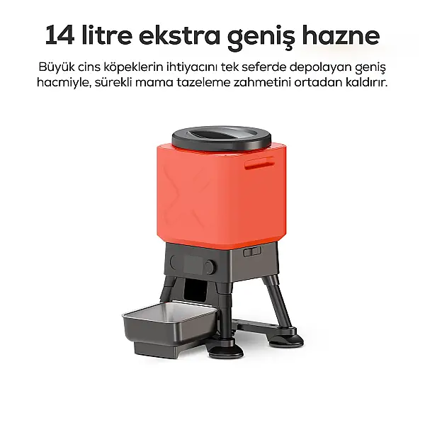 Köpek Mama Kabı | Akıllı, Uygulama Kontrol, 14L, Yükseltilmiş Ortopedik Tasarım, Çelik Kase (X8631) - 3