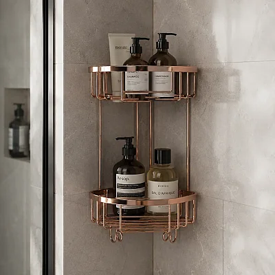 System BanyoKöşe İkili Duş Rafı Rose Renk 25 cm (BA3014 045 RS) - 1