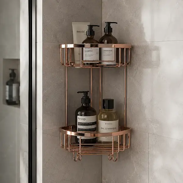 System BanyoKöşe İkili Duş Rafı Rose Renk 25 cm (BA3014 045 RS) - 1