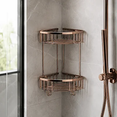 System BanyoKöşe İkili Duş Rafı Rose Renk 25 cm (BA3014 045 RS) - System Banyo (1)