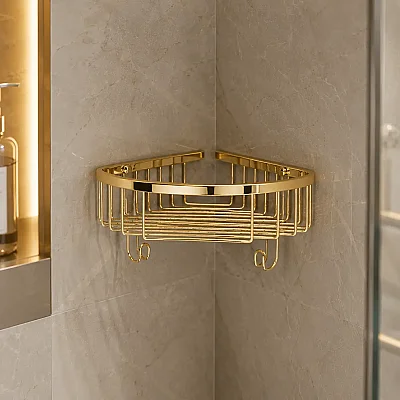 System Banyo Köşe Tekli Duş Rafı Altın Renk 25 cm (BA3014 043 GL) - System Banyo (1)