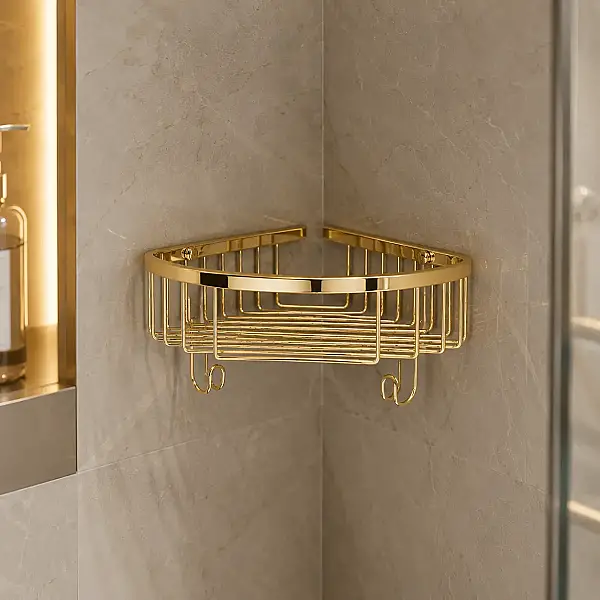 System Banyo Köşe Tekli Duş Rafı Altın Renk 25 cm (BA3014 043 GL) - 2