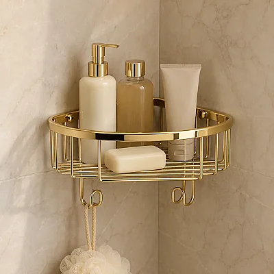 System Banyo Köşe Tekli Duş Rafı Altın Renk 25 cm (BA3014 043 GL) - 1