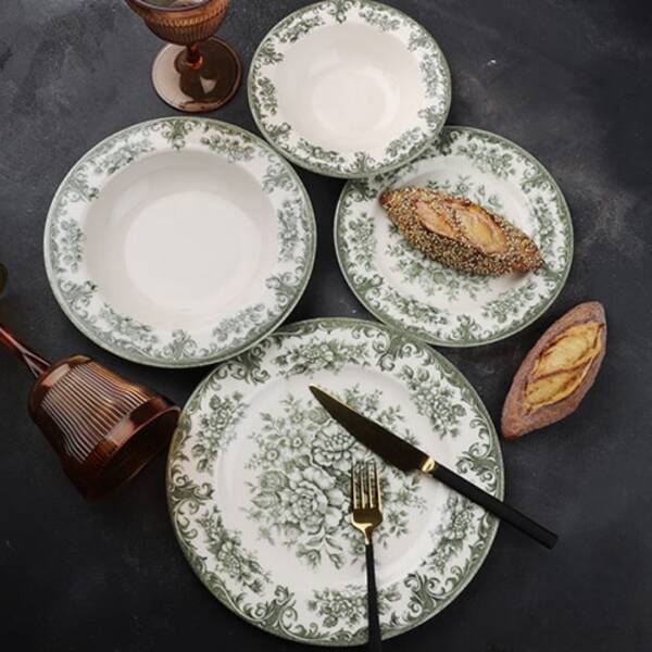 Kosova -296 24 Parça Yemek Takımı (Green Rosabella) (POR-0037) - 1