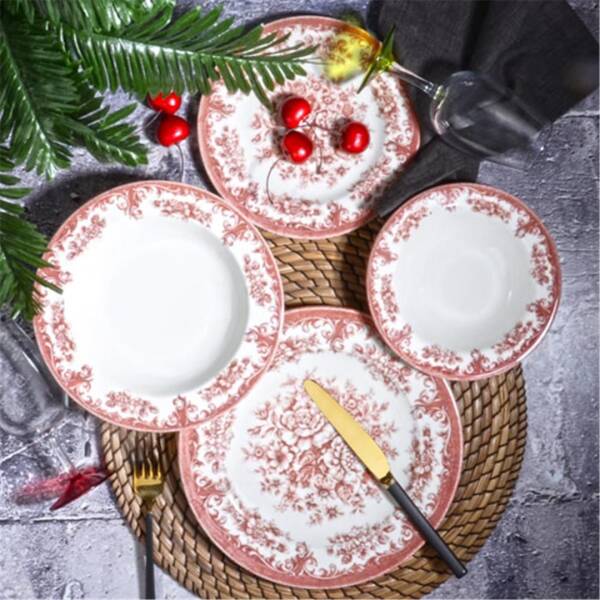 Kosova-309 24 Parça Yemek Takımı Red Rosebella (POR-0060) - 1