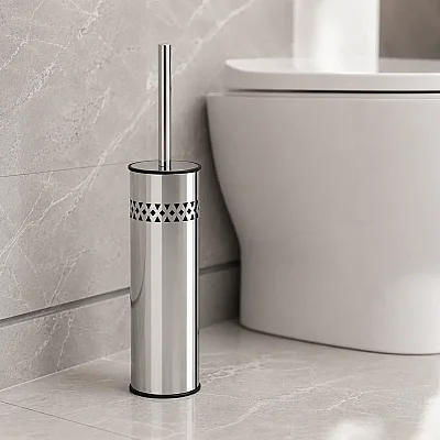 Kosova Delikli WC Banyo Klozet Fırçası Krom Renk (VNK-0015) - 1